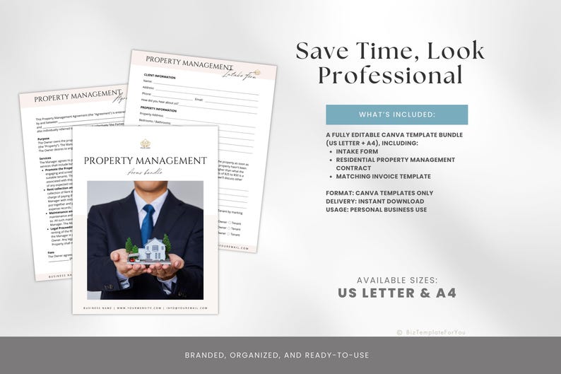 Editable Property Management Contract Template, Real Estate Property Management Service Agreement incl. Intake Form and Invoice Template image 5