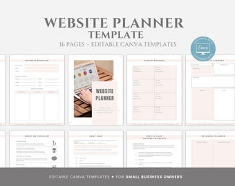 Editable Website Planner Template, New Website Launch Planner for Small Business Owners,  Web Development Planner, Checklist Canva Template