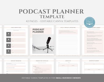 Editable Podcast Planner Template, New Podcast Launch Planner, Podcast Workbook, Podcast Organizer Canva Template, Printable Planner