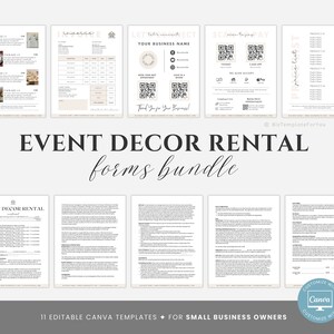 Editable Event Decor Rental Forms Bundle, Party Equipment Rental Contract Template, Decor Rental Business Form, Canva editable