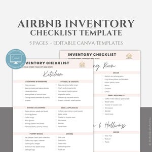 Editable Airbnb Inventory Checklist Template, Rental Property Inventory Canva Template, VRBO Property Management,Short Term Rental Checklist