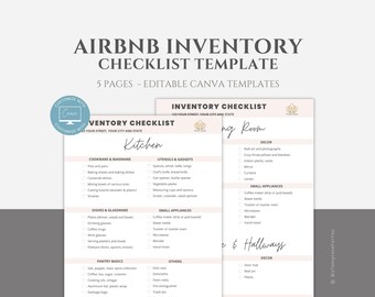 Editable Airbnb Inventory Checklist Template, Rental Property Inventory Canva Template, VRBO Property Management,Short Term Rental Checklist