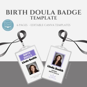 Doula Badge Template, Editable Professional Name Badge, Birth Worker Badge, Midwife Name Badge, Business Name Badge, Doula ID Badge