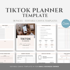 Editable TikTok Planner Template, Social Media Planner for Small Business Owners, TikTok Marketing Planner Canva Templates, Canva Editab