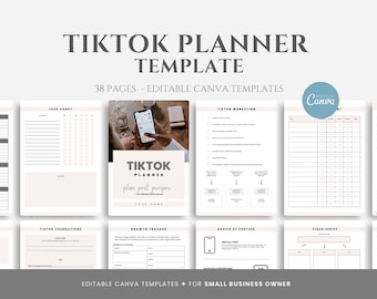 Editable TikTok Planner Template, Social Media Planner for Small Business Owners, TikTok Marketing Planner Canva Templates, Canva Editab