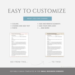 Editable Hair Extensions Contract Template, Hair Extensions Consultation Form, Extensions Care Guide and Invoice Template, Hair Stylist bild 5