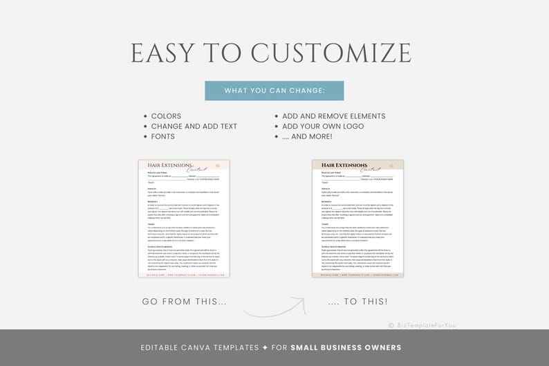 Editable Hair Extensions Contract Template, Hair Extensions Consultation Form, Extensions Care Guide and Invoice Template, Hair Stylist bild 5