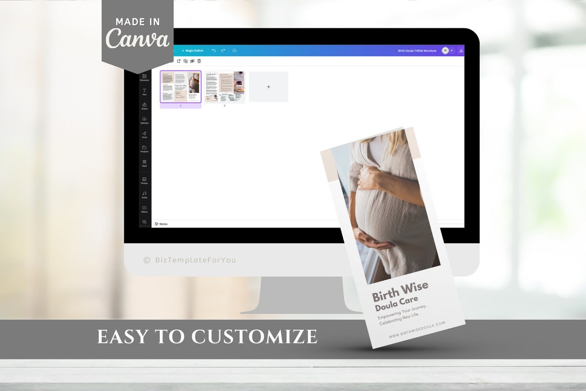 Editable Birth Doula Tri-fold Brochure Template, Doula Business ...