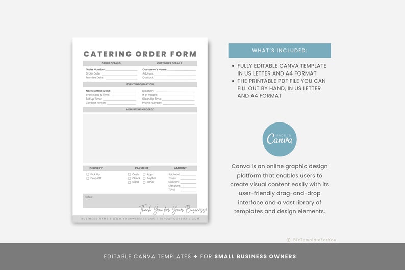 printable catering order form template in pdf Images... Editable Catering Order Form Template, Printable Catering Order Form ...