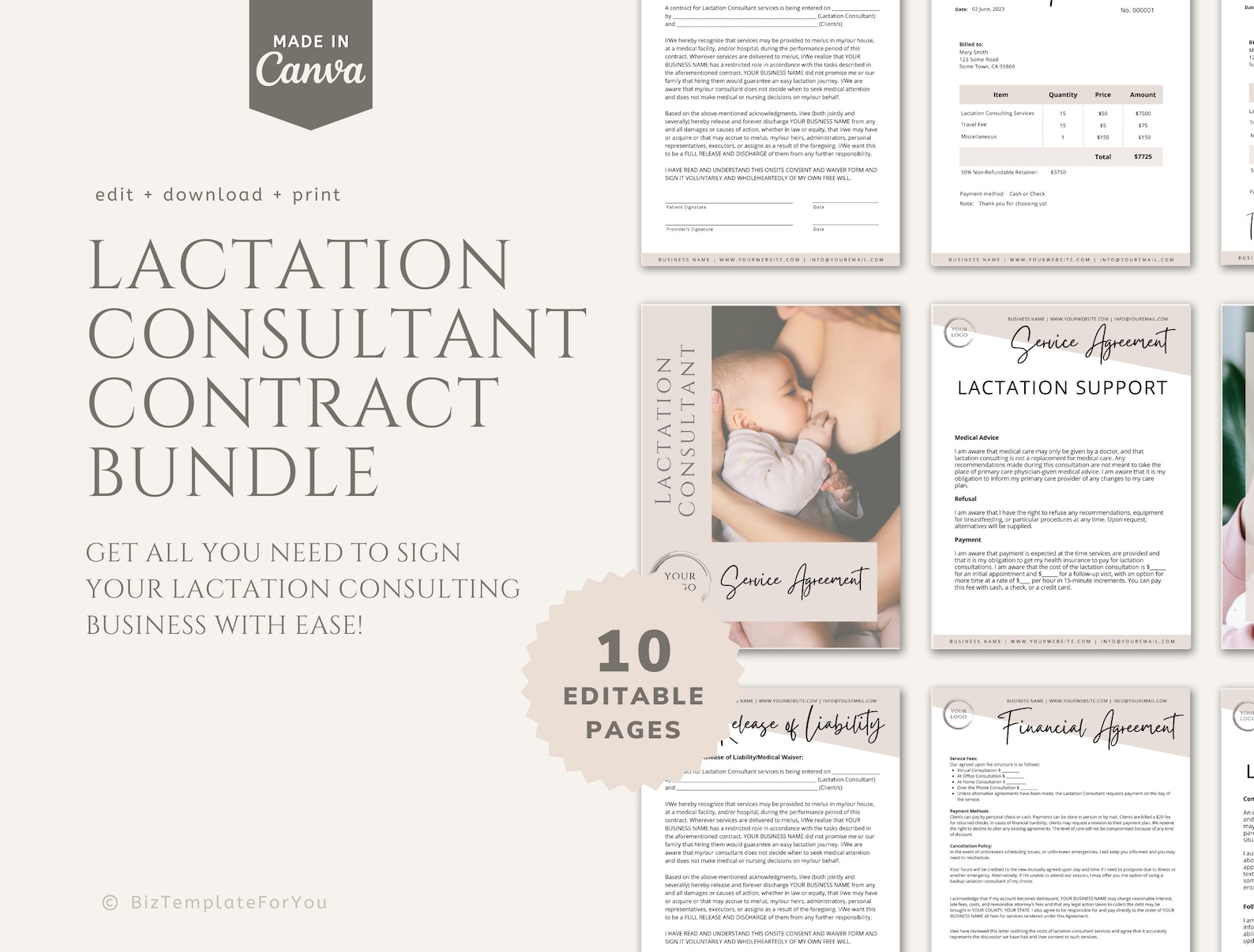 Lactation Consultant Contract Template BUNDLE Breastfeeding Etsy