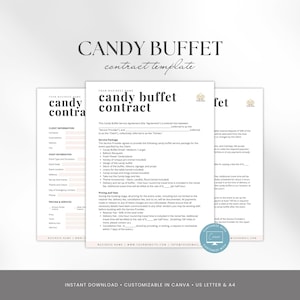 Candy Buffet Contract Template, Catering Business Forms, Editable Dessert Table Terms & Conditions, Candy Buffet Agreement, Event Services