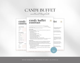 Candy Buffet Contract Template, Catering Business Forms, Editable Dessert Table Terms & Conditions, Candy Buffet Agreement, Event Services