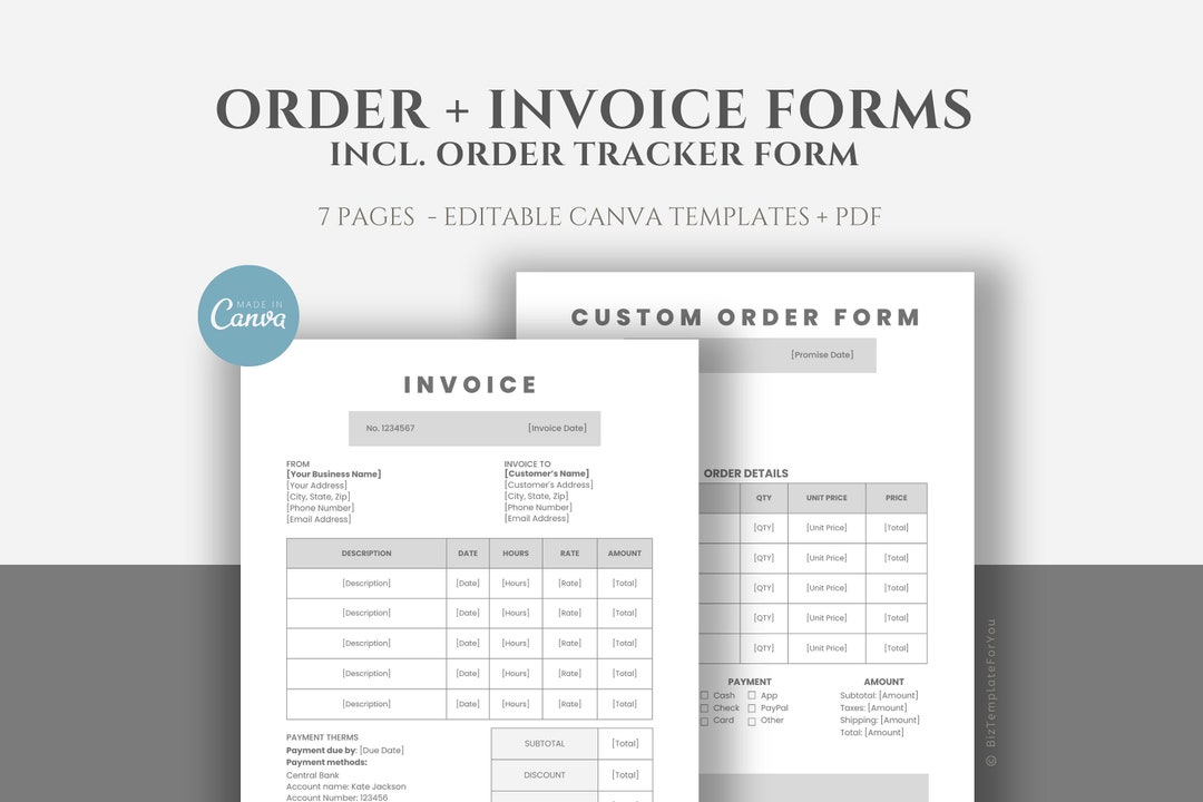 Editable Order Form, Invoice Template, Printable Order Form Template ...