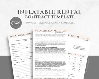 Editable Inflatable Rental Agreement Template, Bounce House Rental Contract, Event Inflatable Lease Contract, editable in Canva