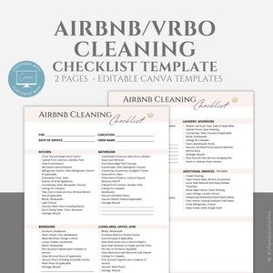 Editable Airbnb Cleaning Checklist, Editable Housekeeping Planner, Cleaning Schedule for Vacation Rental, VRBO, Cleaning Routine, Canva