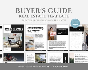 Real Estate Buyer Guide, Home Buying Process, Realtor Buyer Packet, Buyer Presentation, Real Estate Template Buyers Guide, Canva Template