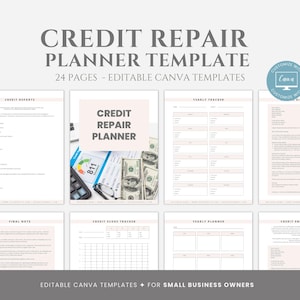Editable Credit Repair Planner Template, Credit Score Repair Planner, Credit Repair Letter Templates, DIY Credit Repair, Canva editable