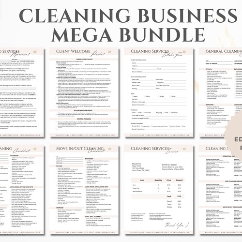Cleaning Services Contract Bundle All Cleaning Business Forms Etsy