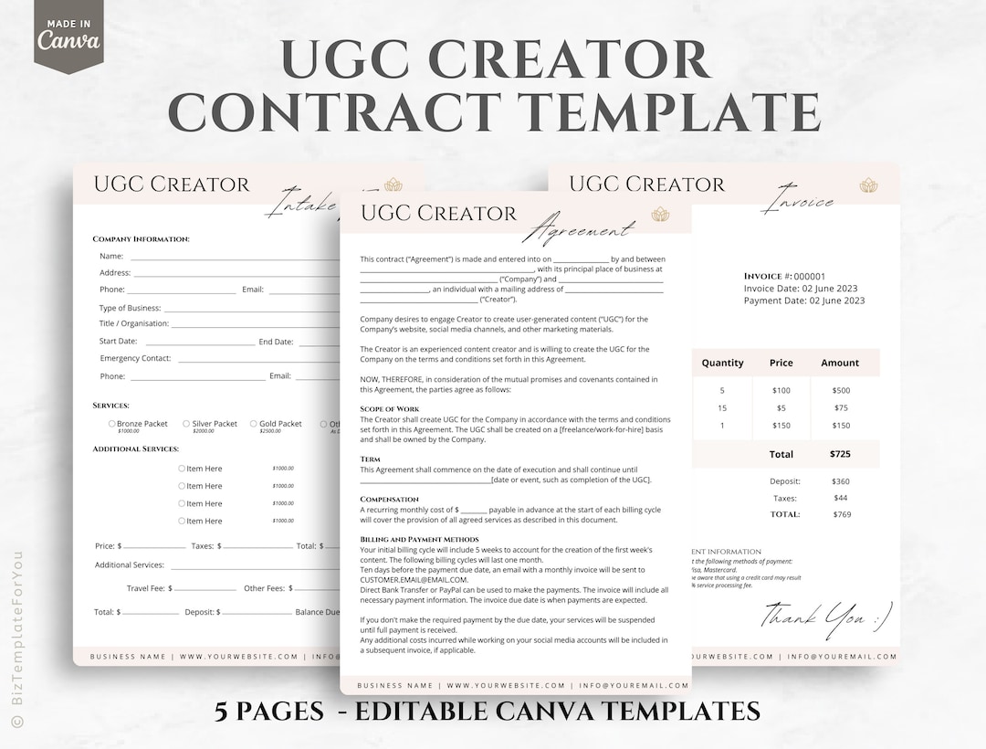 Ugc Contract Template Free