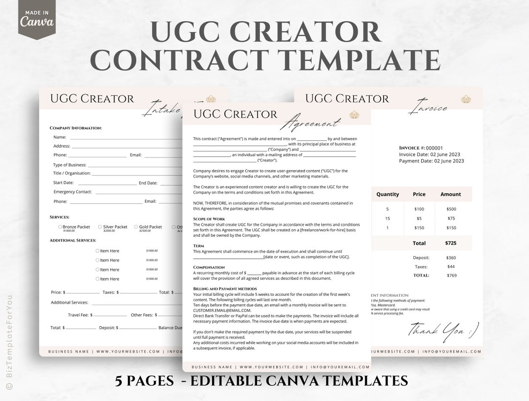 Editable UGC Creator Contract Template UGC Freelance Etsy Editable UGC Creator Contract Template UGC Freelance Etsy