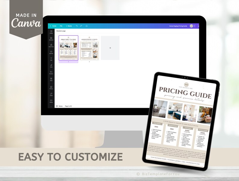 Editable Home Staging Pricing List Template Property Staging Etsy