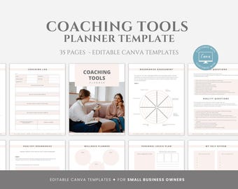 Editable Coaching Tool Planner Template, Productivity Tools Planner for Coaches, Printable Minimalist Planner, Canva Template