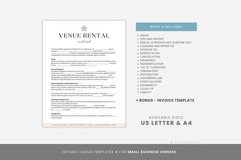 Editable Event Venue Rental Agreement Template, Event Facilities Rental ...