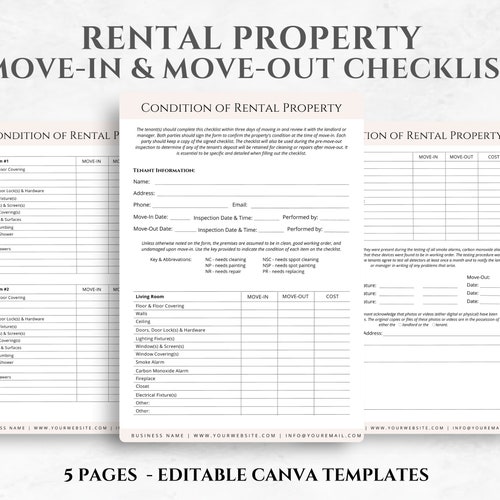 Editable Rental Property Move In/out Checklist Professionally - Etsy