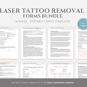 Editable Laser Tattoo Removal Documents Bundle, Tattoo Removal Business Forms, Esthetician Client Forms Templates, Canva editable