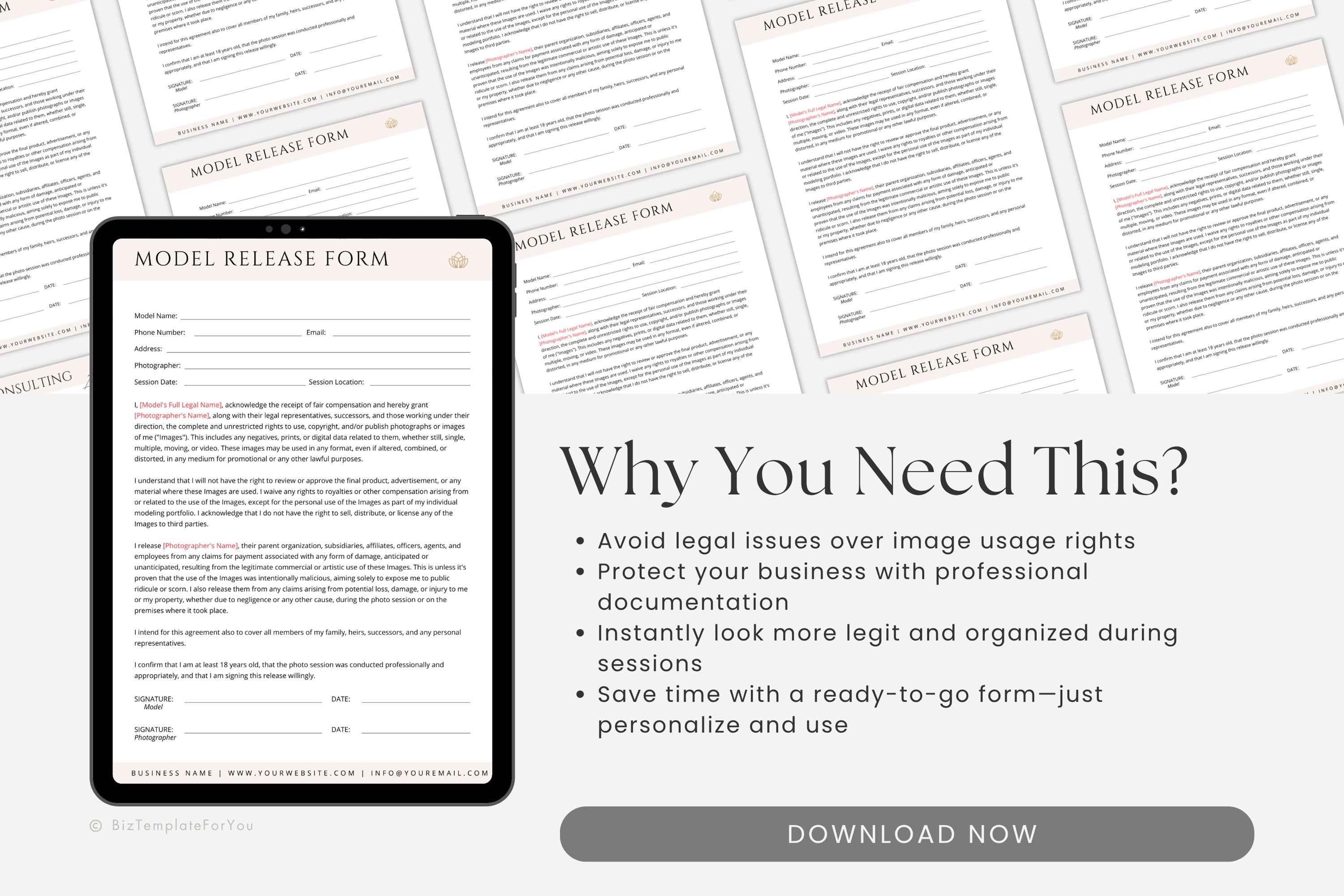 Model Consent Form.pdf Photography Model Release Form Template, Editable Canva Model Consent ...