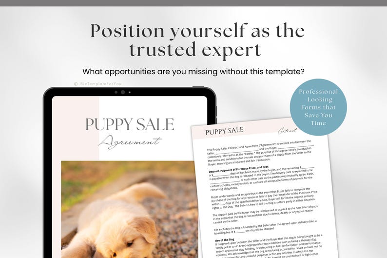 Puppy Sale Contract Template, Editable Puppy Adoption Agreement, Dog Breeder Contract Forms, Puppy Contract of Sale, Canva editable image 6