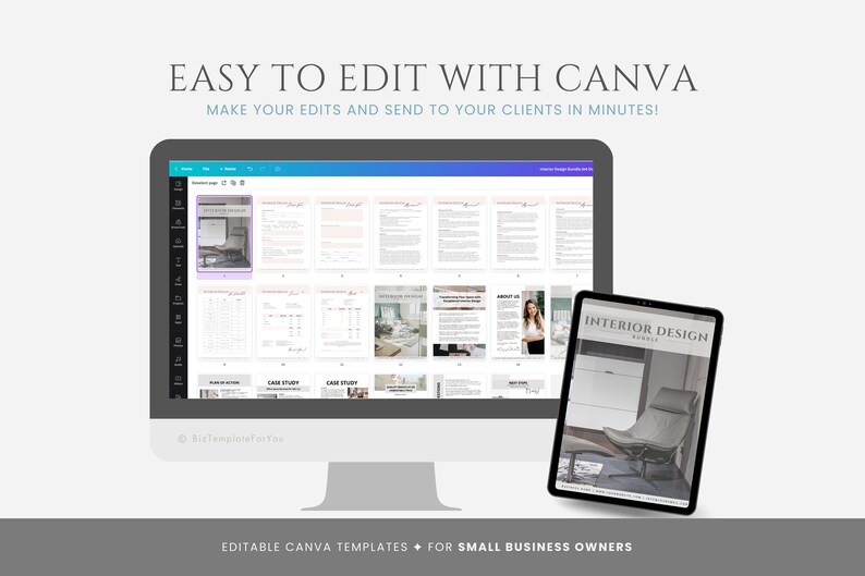 Editable Interior Design Business Templates Bundle, Interior Designer ...