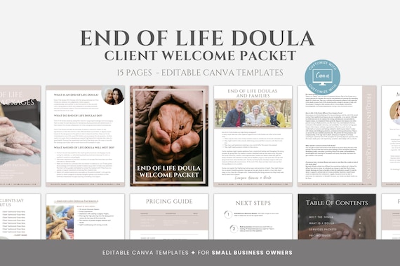 Editable End of Life Doula Client Welcome Packet, Client Welcome Packet Template, Death Doula Services & Pricing Guide, Doula Information
