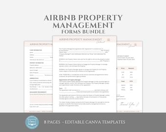 Editable Airbnb Property Management Contract Template, Rental Property Management Service Agreement incl. Intake Form and Invoice Template