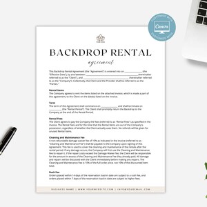 Editable Backdrop Rental Agreement, Party Equipment Rental Contract ...
