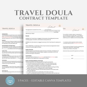 Editable Travel Doula Service Agreement, Travel Doula Contract Template, Doula Business Forms, Doula Paperwork, Canva editable, Postpartum