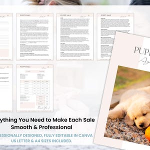 Puppy Sale Contract Template, Editable Puppy Adoption Agreement, Dog Breeder Contract Forms, Puppy Contract of Sale, Canva editable image 2