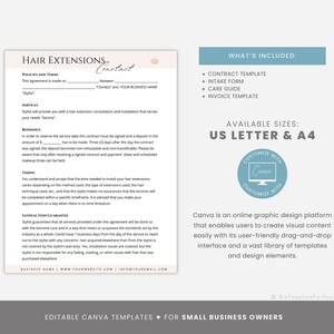 Editable Hair Extensions Contract Template, Hair Extensions Consultation Form, Extensions Care Guide and Invoice Template, Hair Stylist bild 4