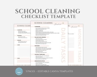 School Cleaning Checklist, Editable School Cleaning Checklist template, Professionally designed Form for Cleaning Service Business, Canva