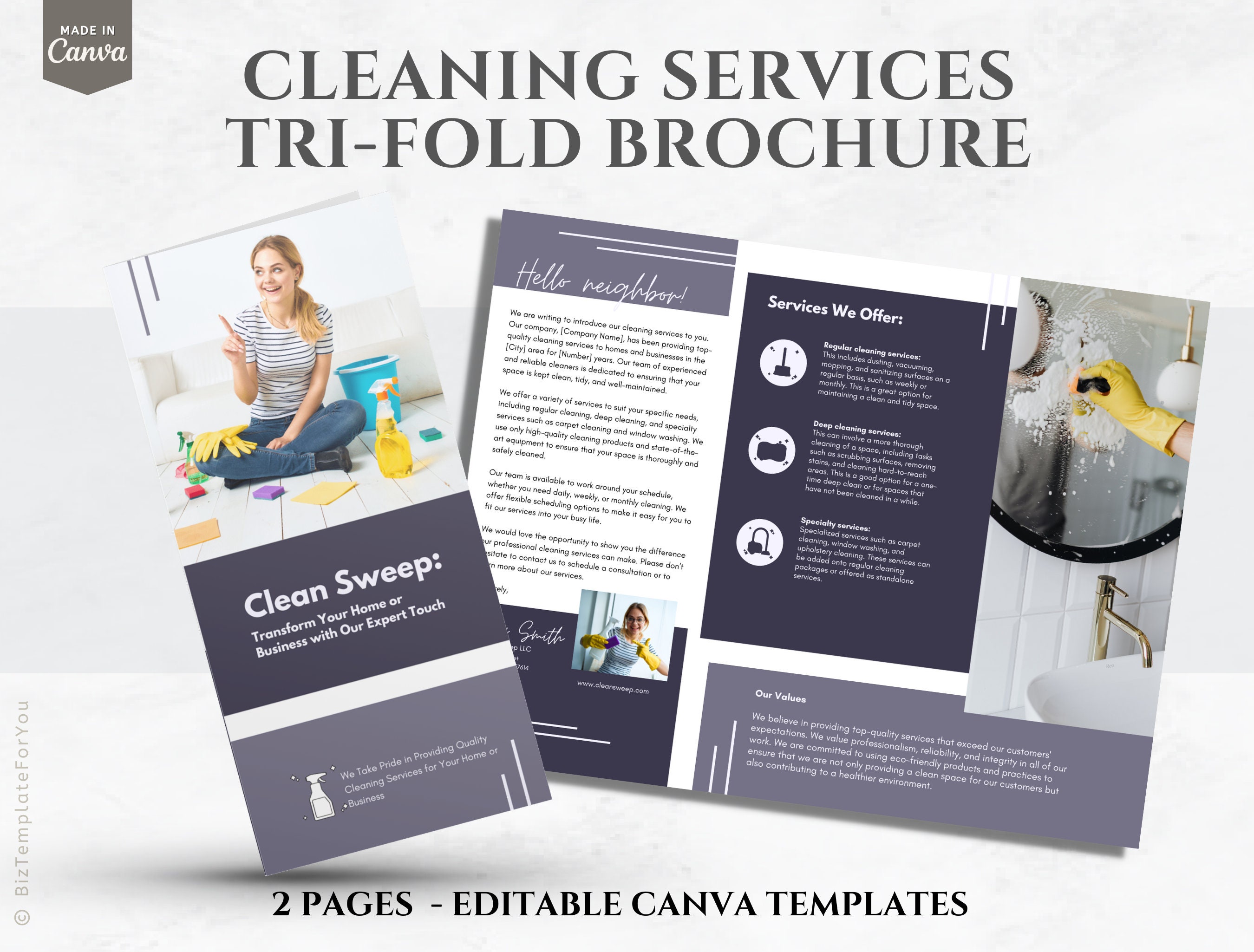 Cleaning Services Tri-fold Brochure Template Cleaning - Etsy