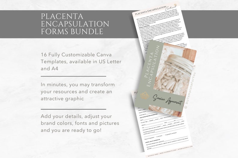 Editable Placenta Encapsulation Contracts & Intake Forms, Paperwork ...