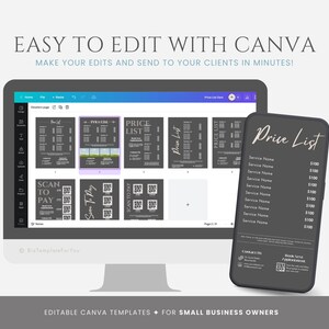 Editable Scan to Pay Template, Small Business Price List Canva Template ...
