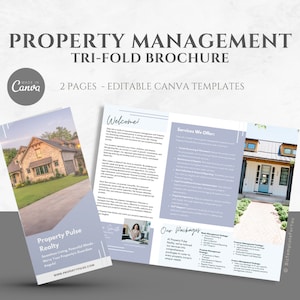 Editable Property Management Tri-fold Brochure Template Property Management Business Marketing Flyer Canva Templates for Property Managers