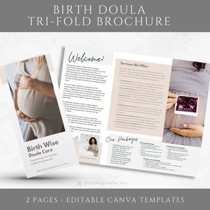 Doula Rack Card Examples Editable Birth Doula Tri-fold Brochure Template, Doula Business ...