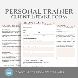 Editable Personal Trainer Client Intake Form, Personal Training Business Forms, Fitness Client Onboarding,   Fitness Coach Canva Template