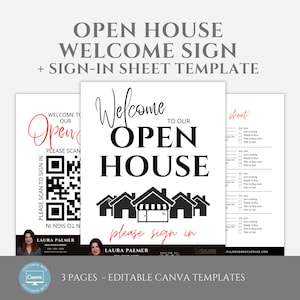 Open House Bundle - Welcome Signs and Sign in Sheet Template, Real ...