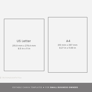 May include: Two white squares with black outlines, each showing the dimensions of a standard paper size. The left square shows "US Letter" with dimensions 8.5 inches by 11 inches. The right square shows "A4" with dimensions 8.27 inches by 11.69 inches.