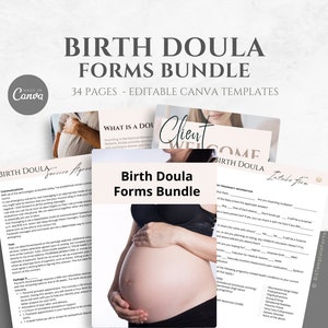 Editable Birth Doula Contracts, Intake Forms and Client Welcome Packet BUNDLE, All Doula Paperwork in ONE spot, all editable in Canva!
