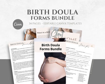 Editable Birth Doula Contracts, Intake Forms and Client Welcome Packet BUNDLE, All Doula Paperwork in ONE spot, all editable in Canva!