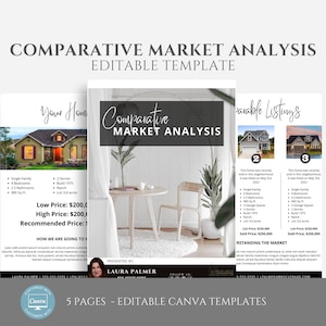 Editable Comparative Market Analysis Template, Real Estate CMA Template, Realtor CMA Packet, Real Estate Market Analysis, Canva Template